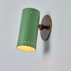 Tito Agnoli 1960s Tito Agnoli Green Metal and Brass Articulating Sconce for O Luce - 2994825