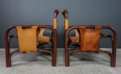 Tito Agnoli 1960s Tito Agnoli Safari Chair Leather Bamboo Bonacina Italy - 2234188