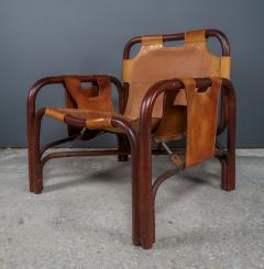 Tito Agnoli 1960s Tito Agnoli Safari Chair Leather Bamboo Bonacina Italy - 2234200