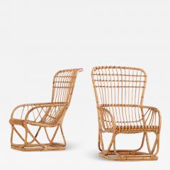 Tito Agnoli A Pair of Rattan Lounge Chairs Attributed to Tito Agnoli  - 4278939