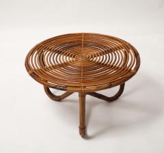 Tito Agnoli Bt 2 Round Bamboo and Rattan Coffee Table by Tito Agnoli for Bonacina - 4362472