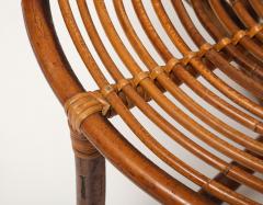 Tito Agnoli Bt 2 Round Bamboo and Rattan Coffee Table by Tito Agnoli for Bonacina - 4362474
