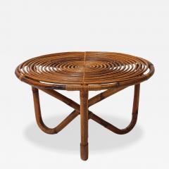 Tito Agnoli Bt 2 Round Bamboo and Rattan Coffee Table by Tito Agnoli for Bonacina - 4362621