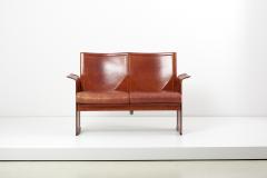 Tito Agnoli Loveseat and Chair by Tito Agnoli for Matteo Grassi in Dark Cognac Leather - 1781442