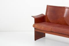 Tito Agnoli Loveseat and Chair by Tito Agnoli for Matteo Grassi in Dark Cognac Leather - 1781447