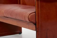 Tito Agnoli Loveseat and Chair by Tito Agnoli for Matteo Grassi in Dark Cognac Leather - 1781449