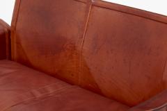 Tito Agnoli Loveseat and Chair by Tito Agnoli for Matteo Grassi in Dark Cognac Leather - 1781450