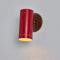 Tito Agnoli Pair of 1960s Tito Agnoli Red and Brass Articulating Sconces for O Luce - 2994807