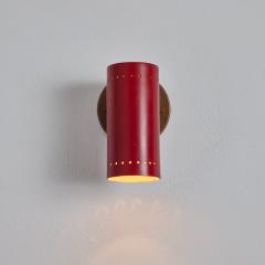 Tito Agnoli Pair of 1960s Tito Agnoli Red and Brass Articulating Sconces for O Luce - 2994808