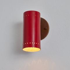 Tito Agnoli Pair of 1960s Tito Agnoli Red and Brass Articulating Sconces for O Luce - 2994810