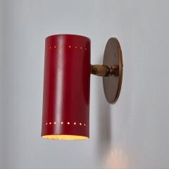 Tito Agnoli Pair of 1960s Tito Agnoli Red and Brass Articulating Sconces for O Luce - 2994815