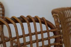 Tito Agnoli Pair of 4 Vintage Italian Tito Agnoli Rattan Chairs 1950s - 3145780