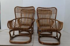 Tito Agnoli Pair of 4 Vintage Italian Tito Agnoli Rattan Chairs 1950s - 3145783