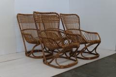 Tito Agnoli Pair of 4 Vintage Italian Tito Agnoli Rattan Chairs 1950s - 3145784