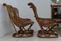 Tito Agnoli Pair of 4 Vintage Italian Tito Agnoli Rattan Chairs 1950s - 3145785