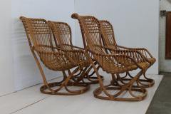 Tito Agnoli Pair of 4 Vintage Italian Tito Agnoli Rattan Chairs 1950s - 3145786
