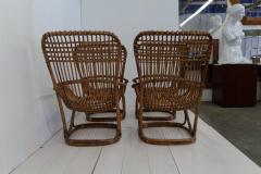 Tito Agnoli Pair of 4 Vintage Italian Tito Agnoli Rattan Chairs 1950s - 3145787