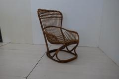 Tito Agnoli Pair of 4 Vintage Italian Tito Agnoli Rattan Chairs 1950s - 3145790