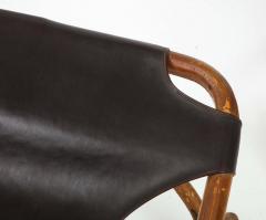 Tito Agnoli Pair of Bamboo and Dark Brown Leather Sling Chairs by Tito Agnoli Italy 1960 - 2638238