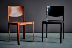Tito Agnoli Pair of Leather Chairs by Tito Agnoli for Matteo Grassi in cognac and black - 4613721