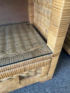 Tito Agnoli Pair of Rattan Bedside Tables by Tito Agnoli Italy 1970s - 3131130