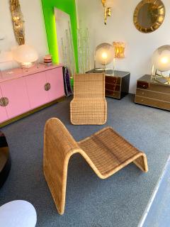 Tito Agnoli Pair of Rattan Lounge Chair P3 by Tito Agnoli Italy 1960s - 1063806