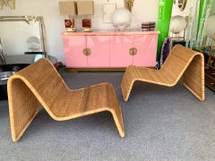 Tito Agnoli Pair of Rattan Lounge Chair P3 by Tito Agnoli Italy 1960s - 1063811