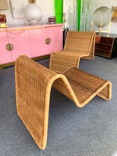 Tito Agnoli Pair of Rattan Lounge Chair P3 by Tito Agnoli Italy 1960s - 1063812