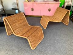 Tito Agnoli Pair of Rattan Lounge Chair P3 by Tito Agnoli Italy 1960s - 1063815