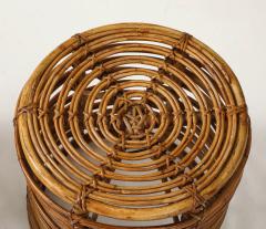 Tito Agnoli Pair of Tito Agnoli Bamboo Cane Stool w Cushions Italy 1950s - 4133305