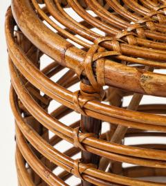 Tito Agnoli Pair of Tito Agnoli Bamboo Cane Stool w Cushions Italy 1950s - 4133306