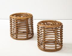 Tito Agnoli Pair of Tito Agnoli Cane Bamboo Stools Italy 1950s - 4143785