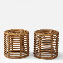 Tito Agnoli Pair of Tito Agnoli Cane Bamboo Stools Italy 1950s - 4143823