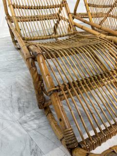 Tito Agnoli Pair of Tito Agnoli Rattan Chaise Lounges Italy 1970s - 4253281
