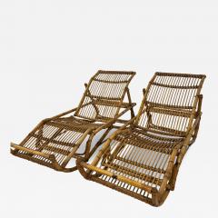 Tito Agnoli Pair of Tito Agnoli Rattan Chaise Lounges Italy 1970s - 4256430