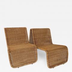 Tito Agnoli Pair of Tito Agnoli Wicker P3 Sculptural Lounge Chairs for Bonacina Italy - 689607