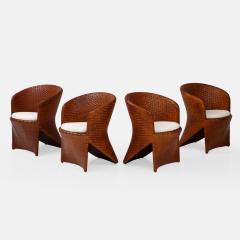 Tito Agnoli Rare Carabou Dining Set in Rattan and Cherry Wood by Bonacina - 2941292