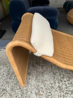 Tito Agnoli Rattan Chaise Longue Lounger Chair P3 by Tito Agnoli Italy 1970s - 1450986