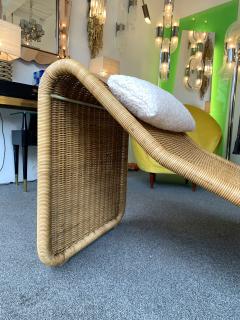 Tito Agnoli Rattan Chaise Longue P3 by Tito Agnoli for Bonacina Italy 1970s - 1689524