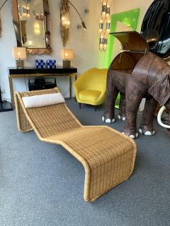 Tito Agnoli Rattan Chaise Longue P3 by Tito Agnoli for Bonacina Italy 1970s - 1689531