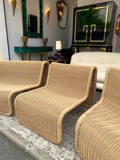 Tito Agnoli Rattan Modular Sofa Armhairs T3 by Tito Agnoli Italy 1970s - 1466590