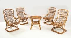 Tito Agnoli Set of Four Bamboo Armchairs and Table by Bonacina Italy 1960s - 2161843