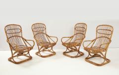 Tito Agnoli Set of Four Bamboo Armchairs and Table by Bonacina Italy 1960s - 2161846