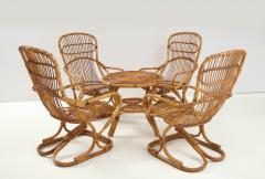 Tito Agnoli Set of Four Bamboo Armchairs and Table by Bonacina Italy 1960s - 2161847