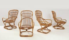 Tito Agnoli Set of Four Bamboo Armchairs and Table by Bonacina Italy 1960s - 2161848