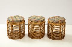 Tito Agnoli Set of Three Tito Agnoli Cane Stools Danish Wool Cushions Italy c 1950 s - 1901040