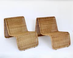 Tito Agnoli Tito Agnoli Wicker P3 Pair of Sculptural Lounge Chairs for Bonacina Italy - 3649712