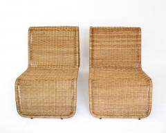 Tito Agnoli Tito Agnoli Wicker P3 Pair of Sculptural Lounge Chairs for Bonacina Italy - 3649713