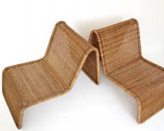 Tito Agnoli Tito Agnoli Wicker P3 Pair of Sculptural Lounge Chairs for Bonacina Italy - 3649717