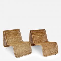 Tito Agnoli Tito Agnoli Wicker P3 Pair of Sculptural Lounge Chairs for Bonacina Italy - 3652105